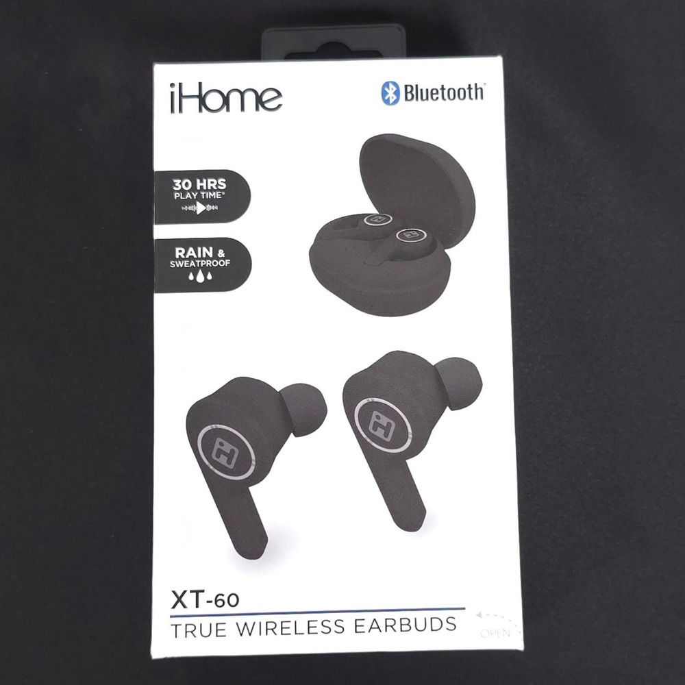 iHOME True Wireless Earbuds Bluetooth Black Charging Case 30HR
